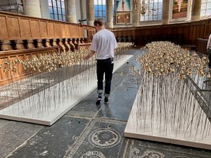 Hundreds of bells on temporary display at Oude Kerk, the oldest church in A'dam.